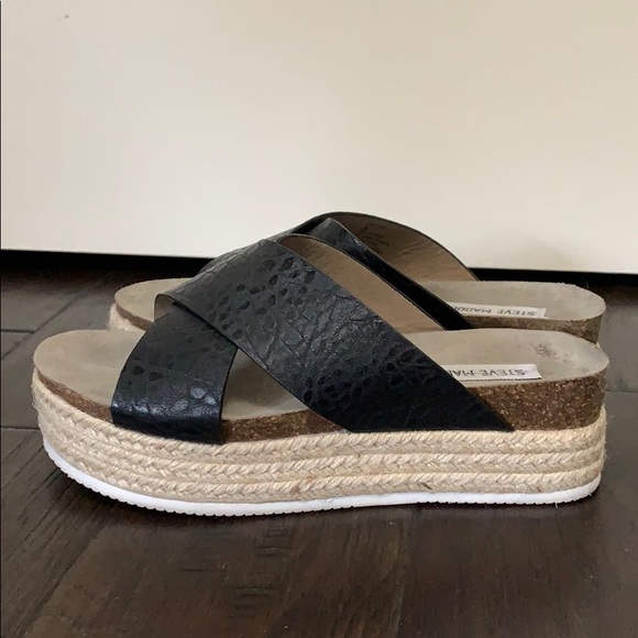 ❤️Steve Madden Black Platform Espadrille Slides 8 - Picture 3 of 6